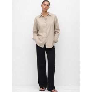 New Matteau Linen Blend Relaxed Button Down Shirt Natural